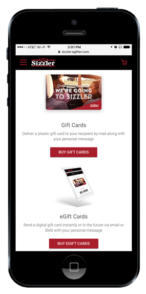 Sizzler Gift Card Experience