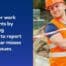 Construction worker in safety gear with hazard tape. eGifter Rewards helps companies create safer workplaces by incentivizing employees to report hazards, near misses, and safety issues with digital gift card rewards.