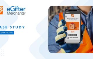 Home Depot and eGifter Merchants case study featuring B2B gift card sales technology and a digital Home Depot gift card displayed on a mobile device.